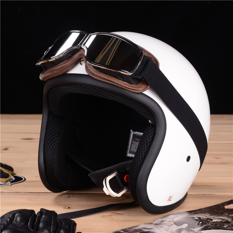 Motorradbrille Vintage Leder – Retro Design & UV-Schutz