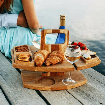 Tragbarer Picknick-Weintisch – Holz Outdoor & Faltbar