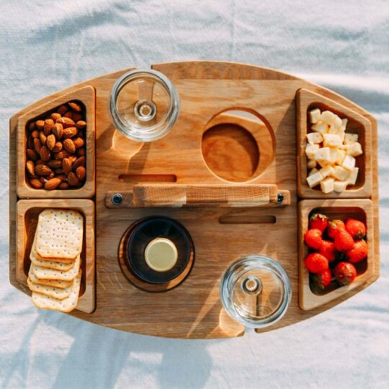 Tragbarer Picknick-Weintisch – Holz Outdoor & Faltbar
