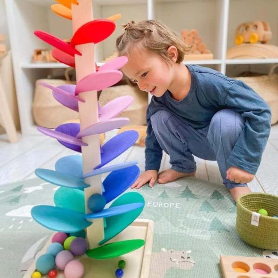 Regenbogen-Murmelturm – Interaktiv & Lernspielzeug für Kinder