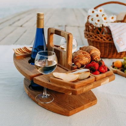 Tragbarer Picknick-Weintisch – Holz Outdoor & Faltbar