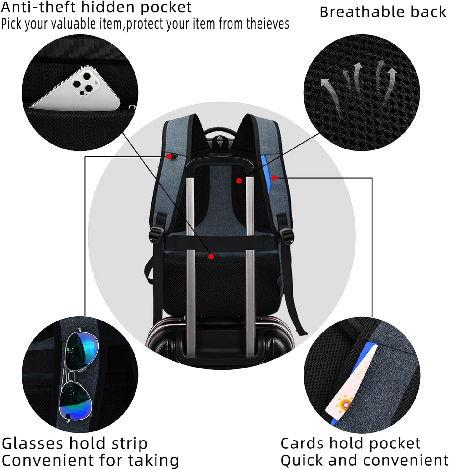 Reise-Laptoprucksack – Wasserdicht & USB-Anschluss Damen Herren