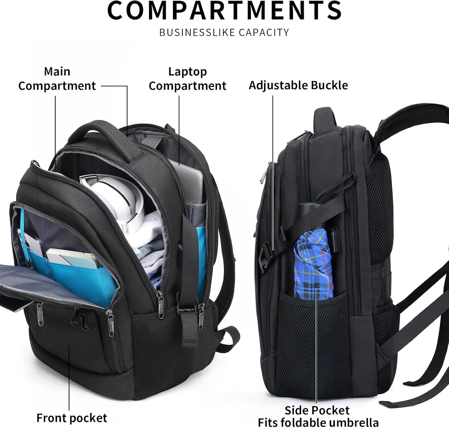 Reise-Laptoprucksack – Wasserdicht & USB-Anschluss Damen Herren