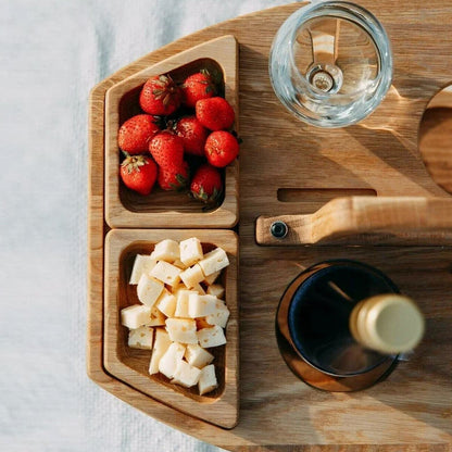 Tragbarer Picknick-Weintisch – Holz Outdoor & Faltbar