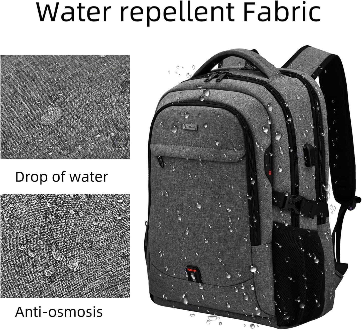 Reise-Laptoprucksack – Wasserdicht & USB-Anschluss Damen Herren