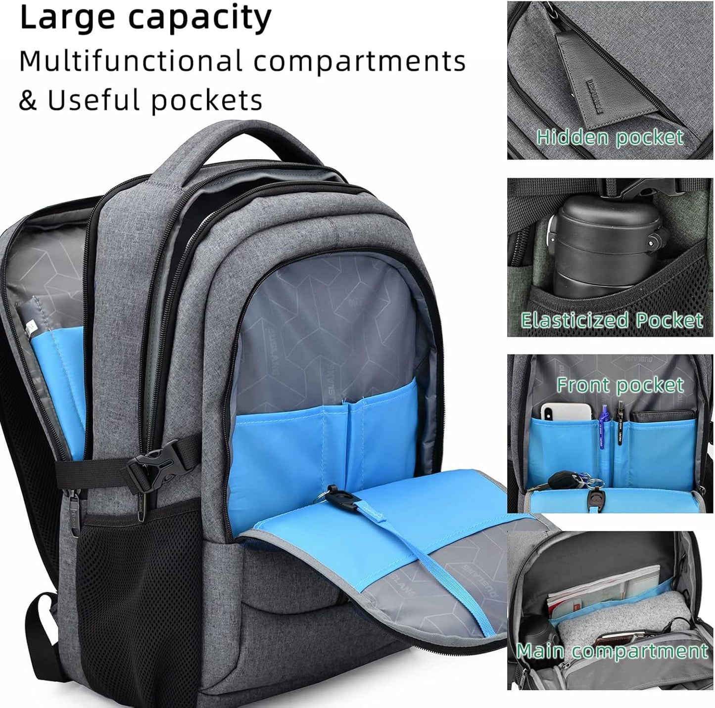 Reise-Laptoprucksack – Wasserdicht & USB-Anschluss Damen Herren
