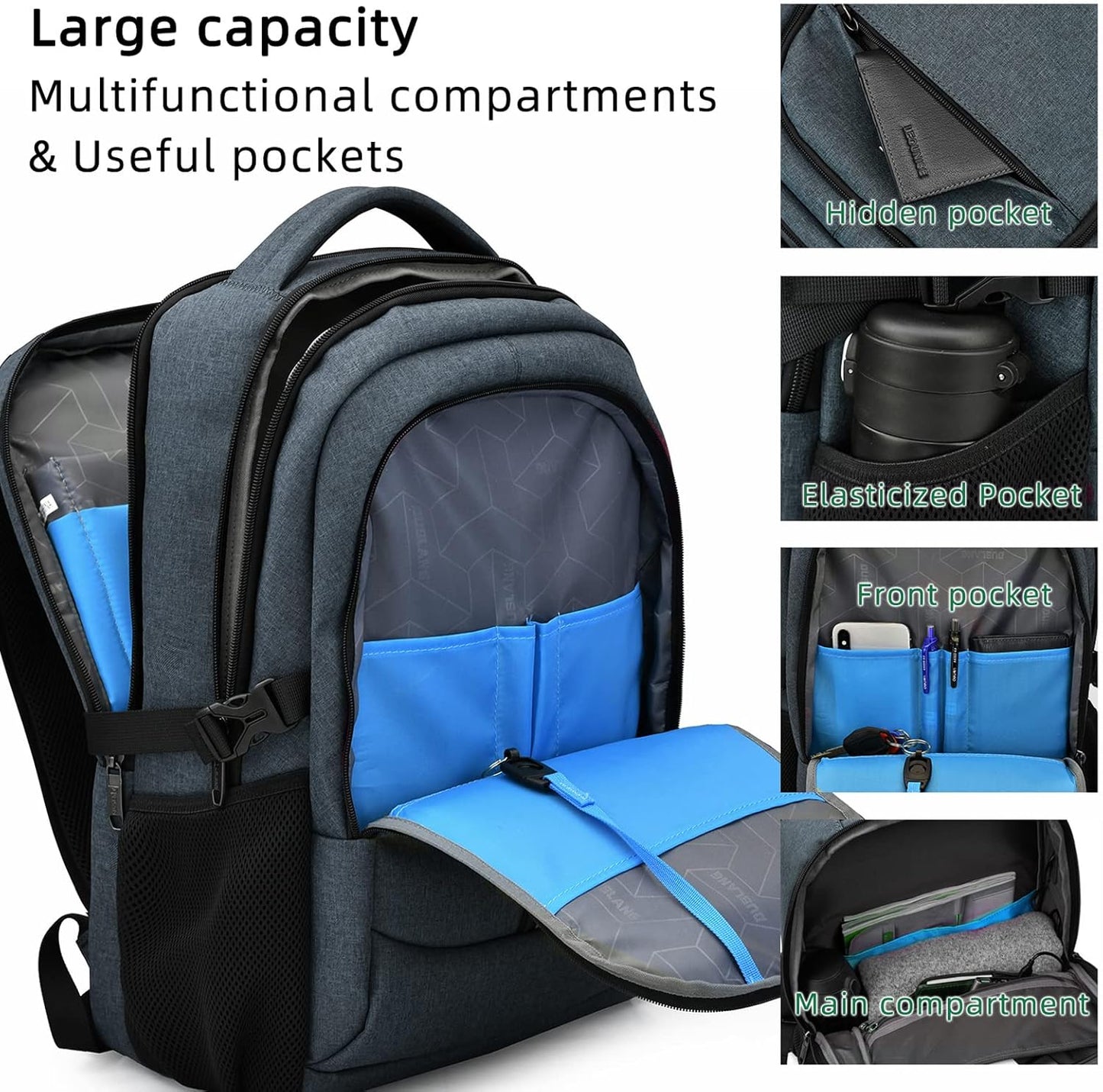 Reise-Laptoprucksack – Wasserdicht & USB-Anschluss Damen Herren