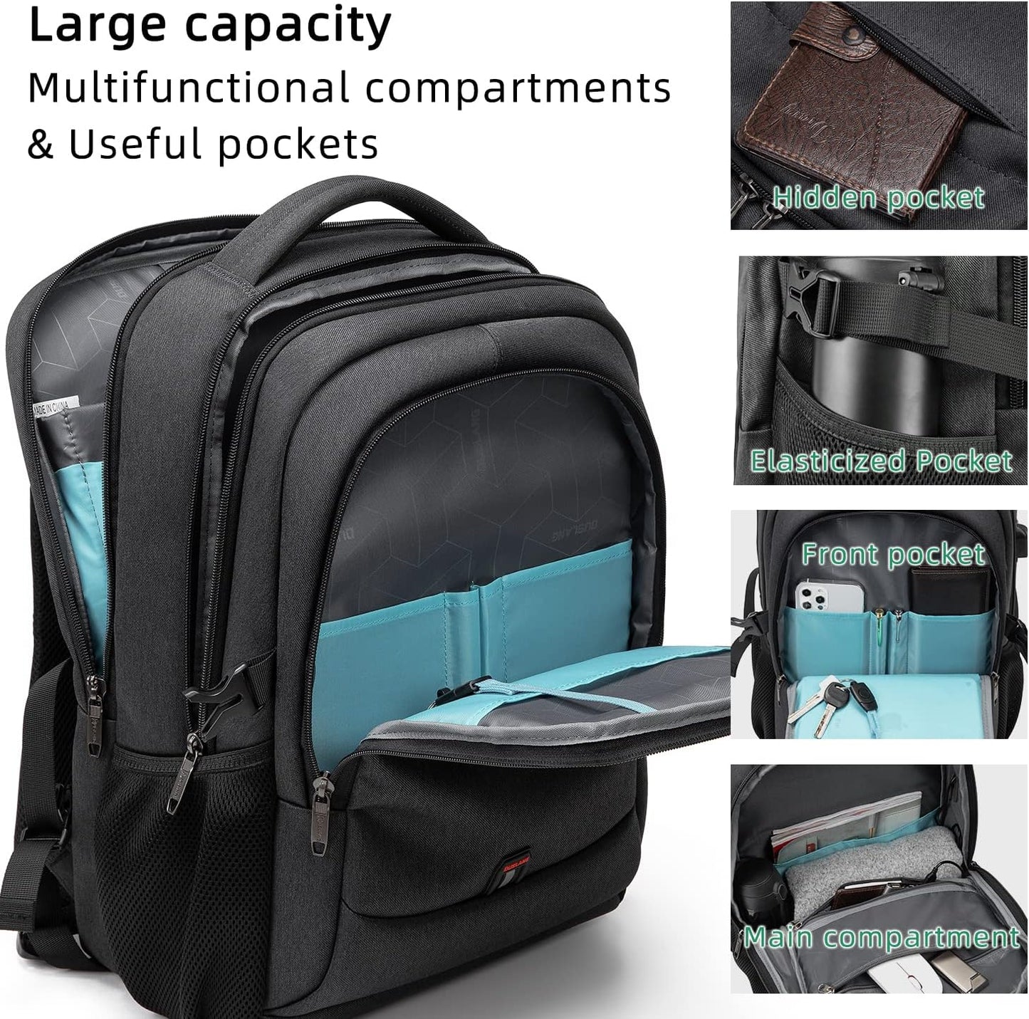 Reise-Laptoprucksack – Wasserdicht & USB-Anschluss Damen Herren