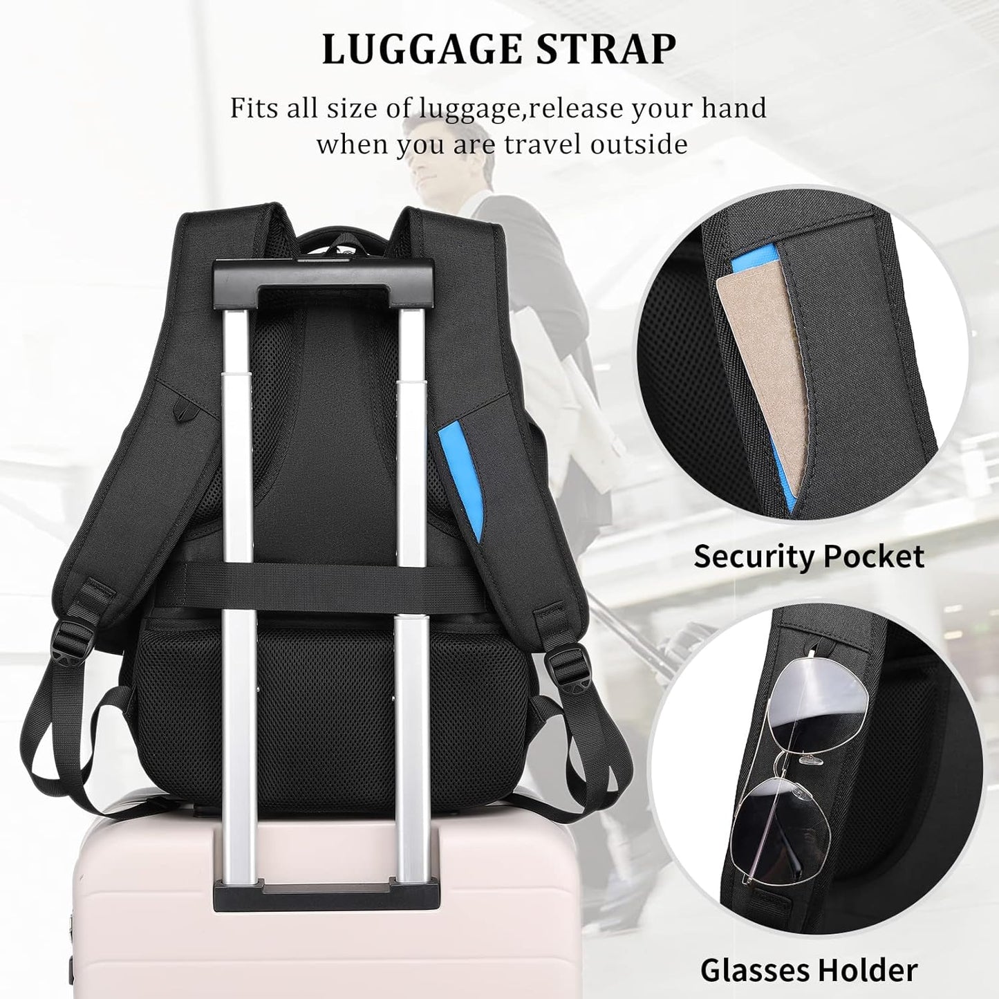 Reise-Laptoprucksack – Wasserdicht & USB-Anschluss Damen Herren
