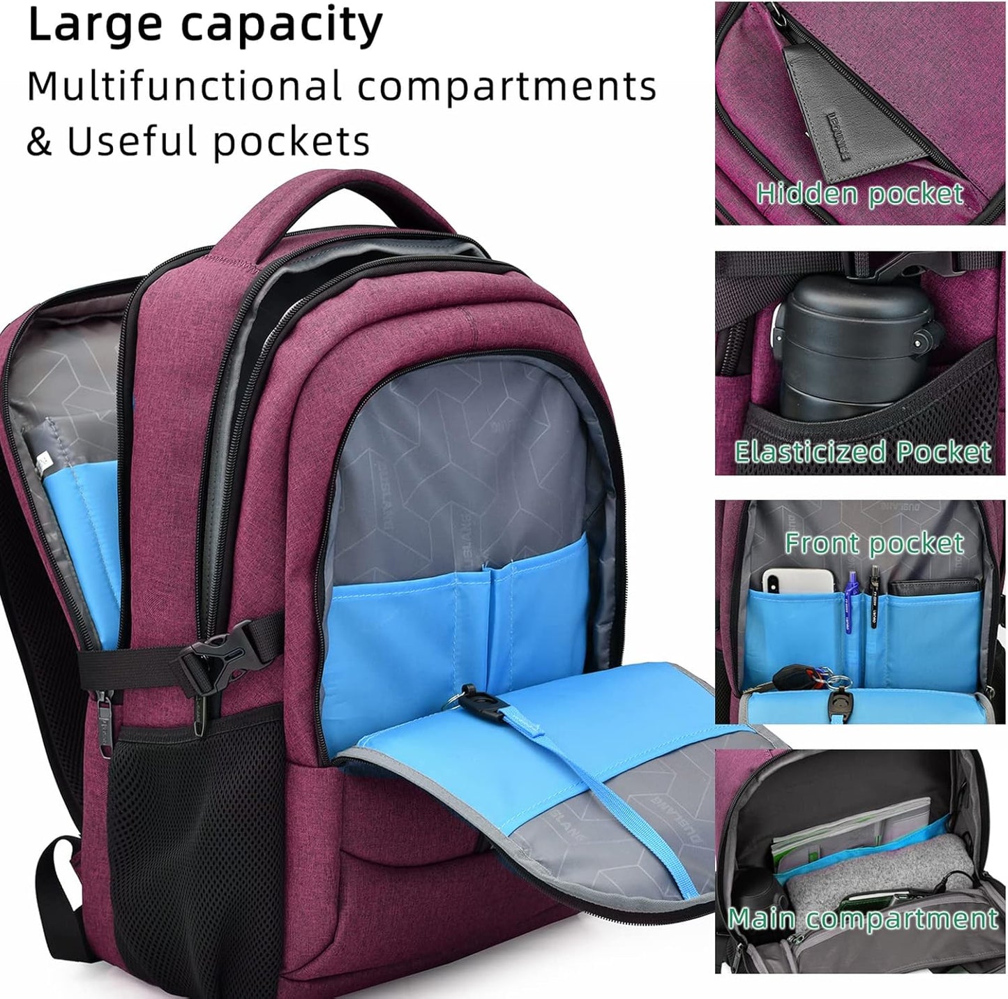 Reise-Laptoprucksack – Wasserdicht & USB-Anschluss Damen Herren