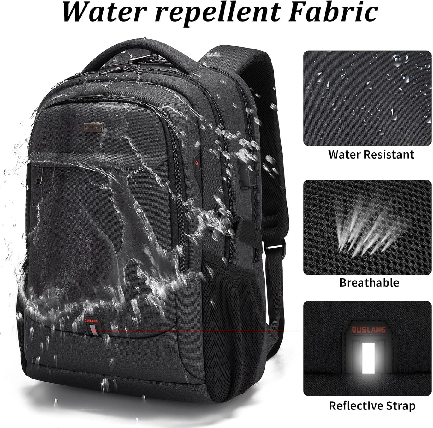 Reise-Laptoprucksack – Wasserdicht & USB-Anschluss Damen Herren