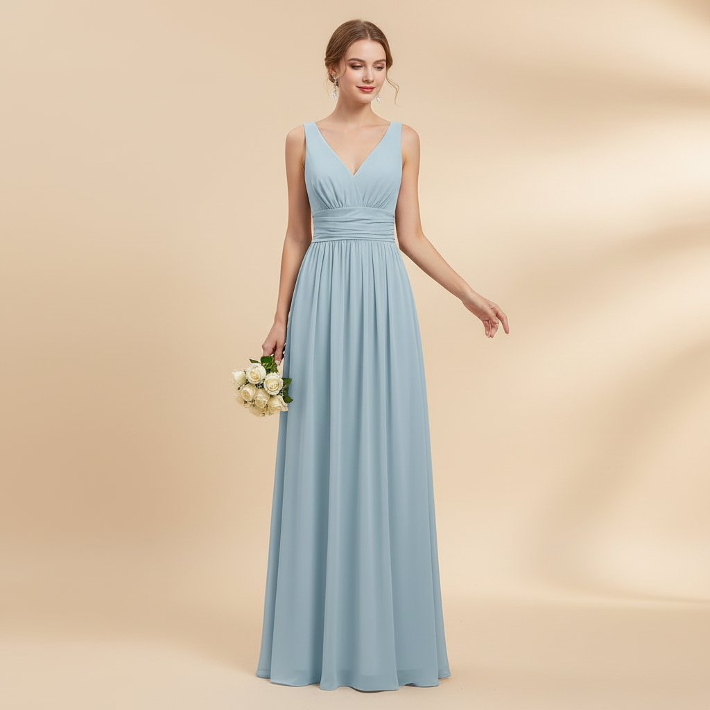 Ärmelloses V-Ausschnitt Kleid | Maxi Kleid für Damen