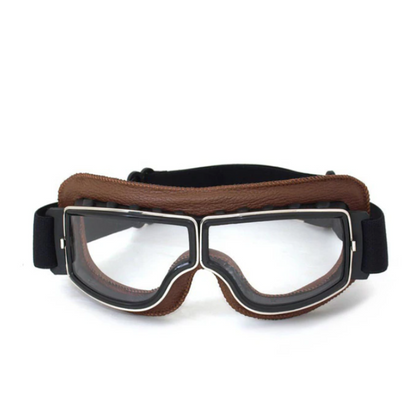 Motorradbrille Vintage Leder – Retro Design & UV-Schutz