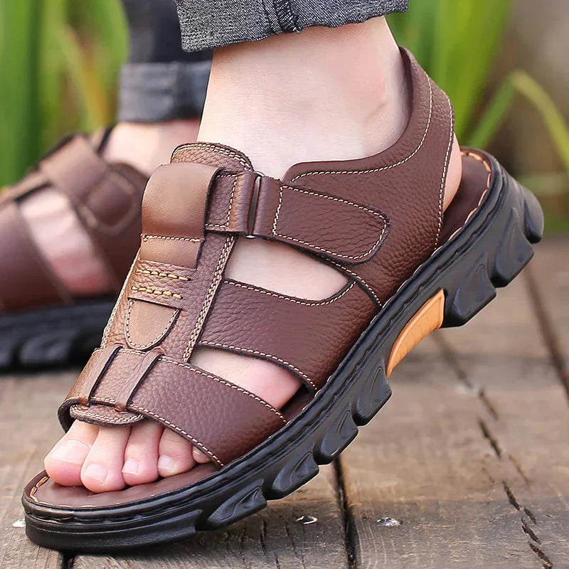 Orthopädische Herrensandalen Leder – Fußgewölbestütze & Komfort