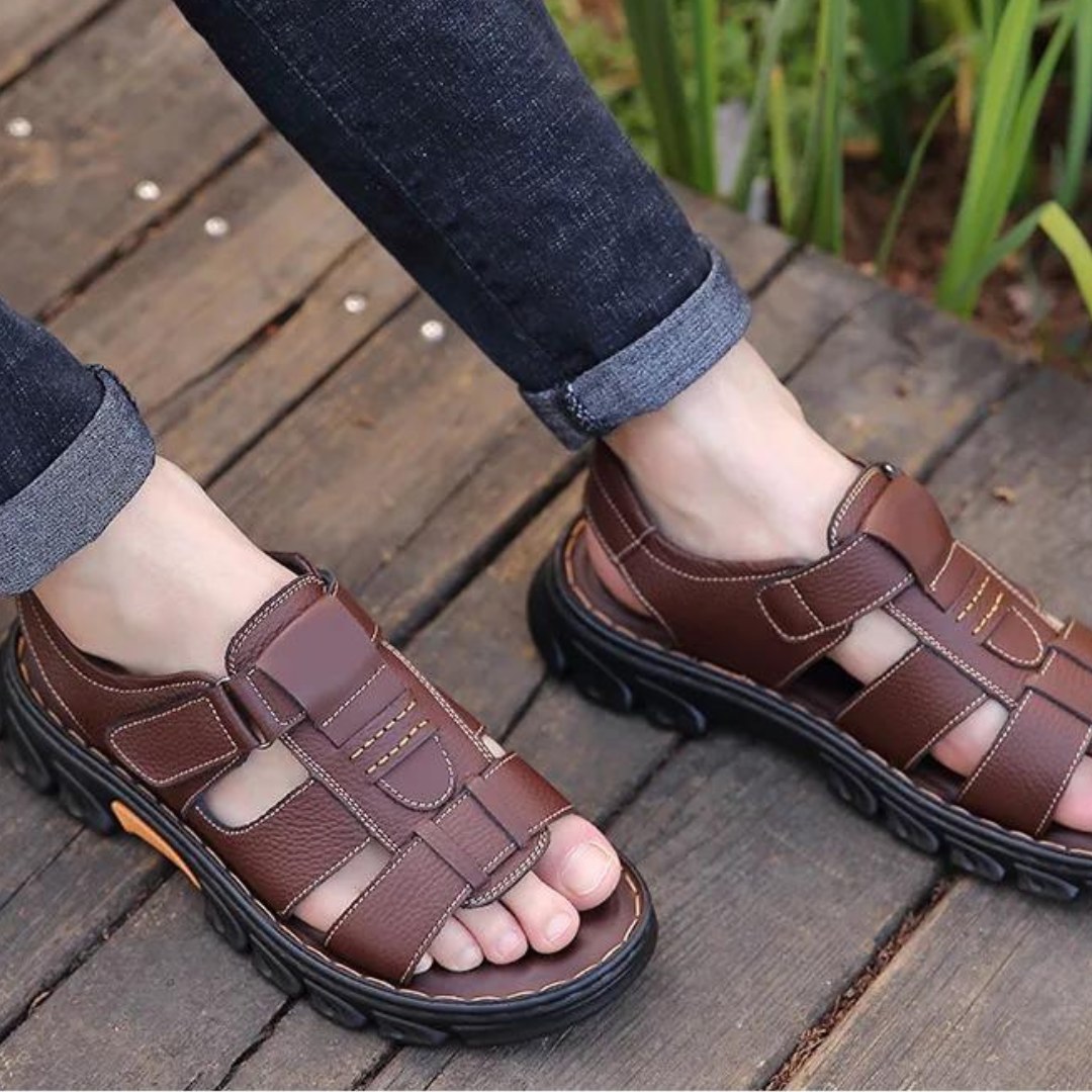 Orthopädische Herrensandalen Leder – Fußgewölbestütze & Komfort