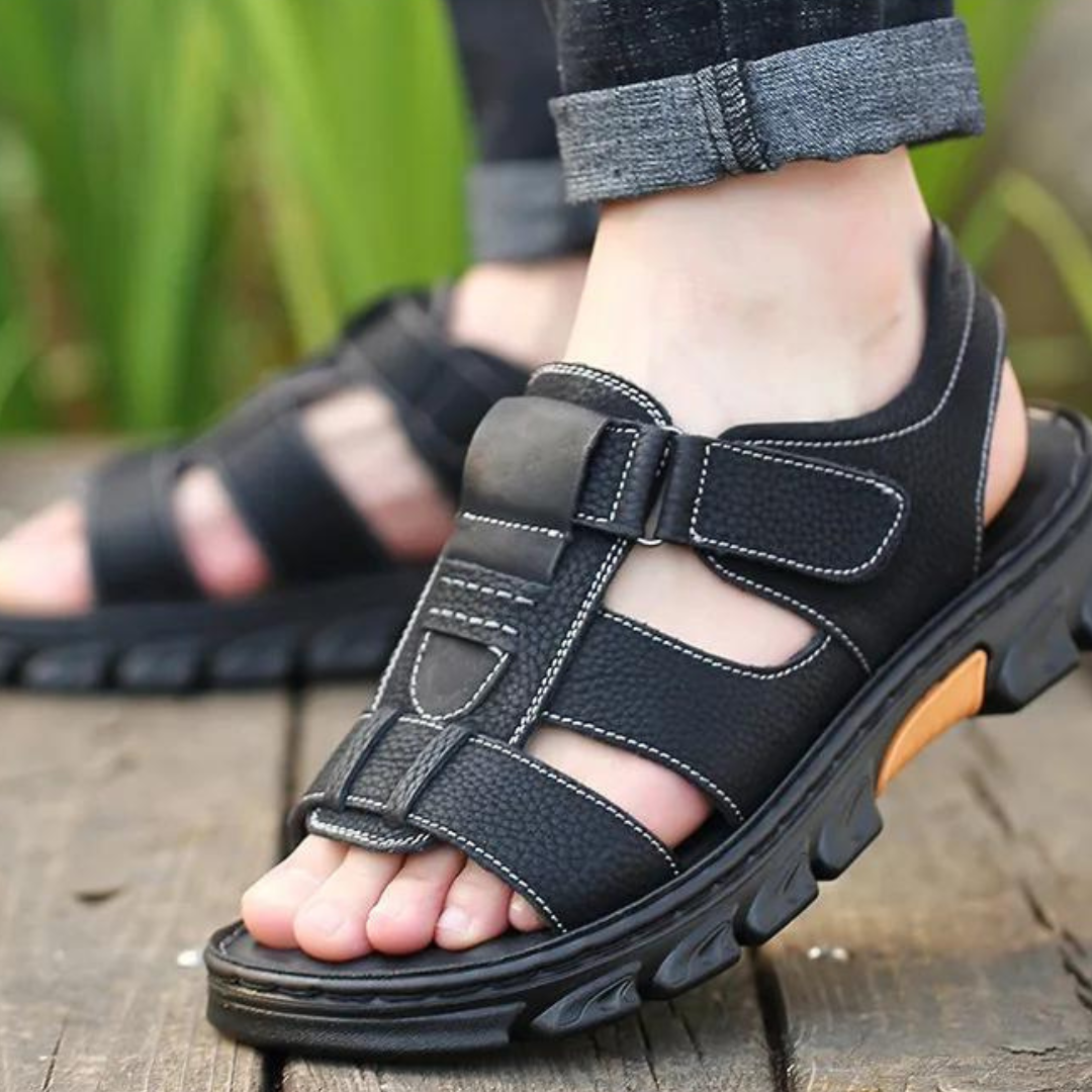 Orthopädische Herrensandalen Leder – Fußgewölbestütze & Komfort