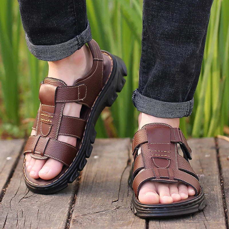 Orthopädische Herrensandalen Leder – Fußgewölbestütze & Komfort