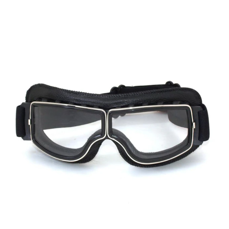 Motorradbrille Vintage Leder – Retro Design & UV-Schutz