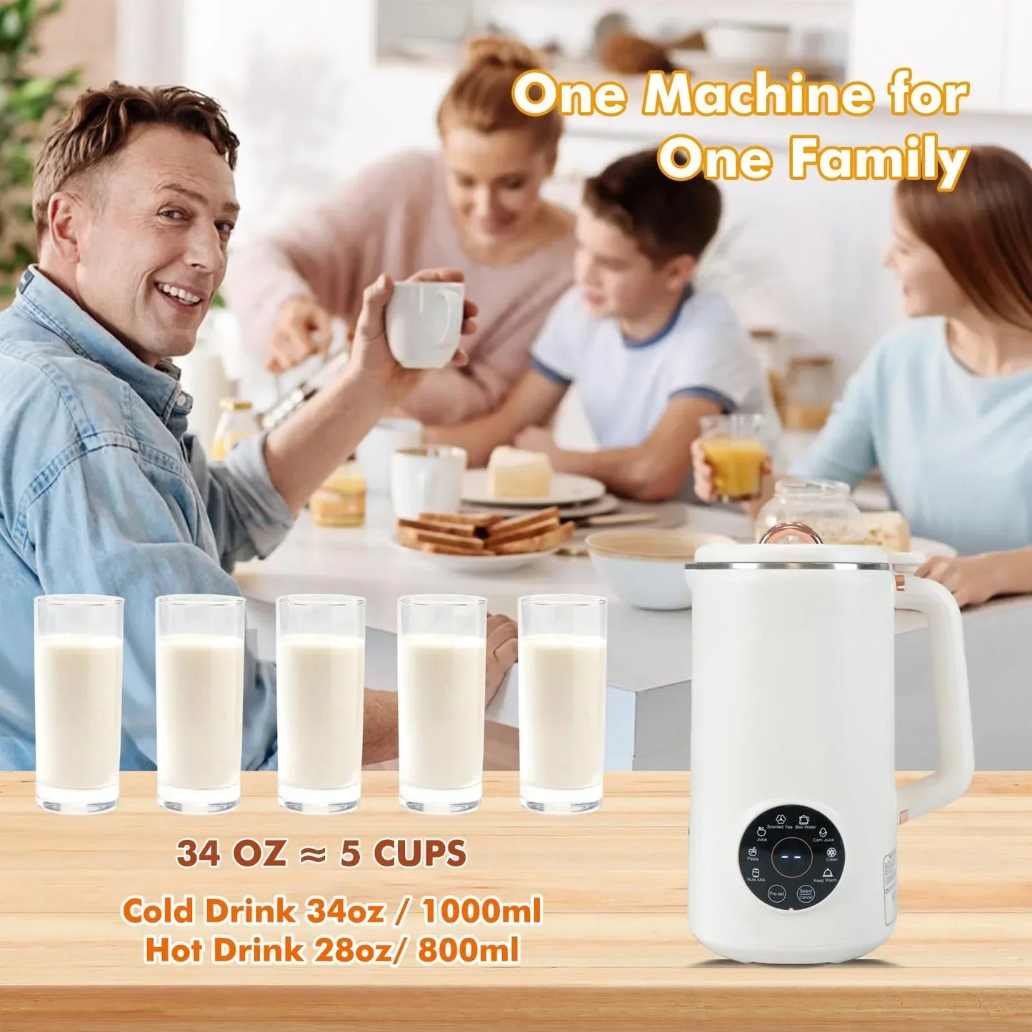 Nussmilchmaker 8-in-1 1000ml – Elektrisch Heiß-Kalt-Funktion