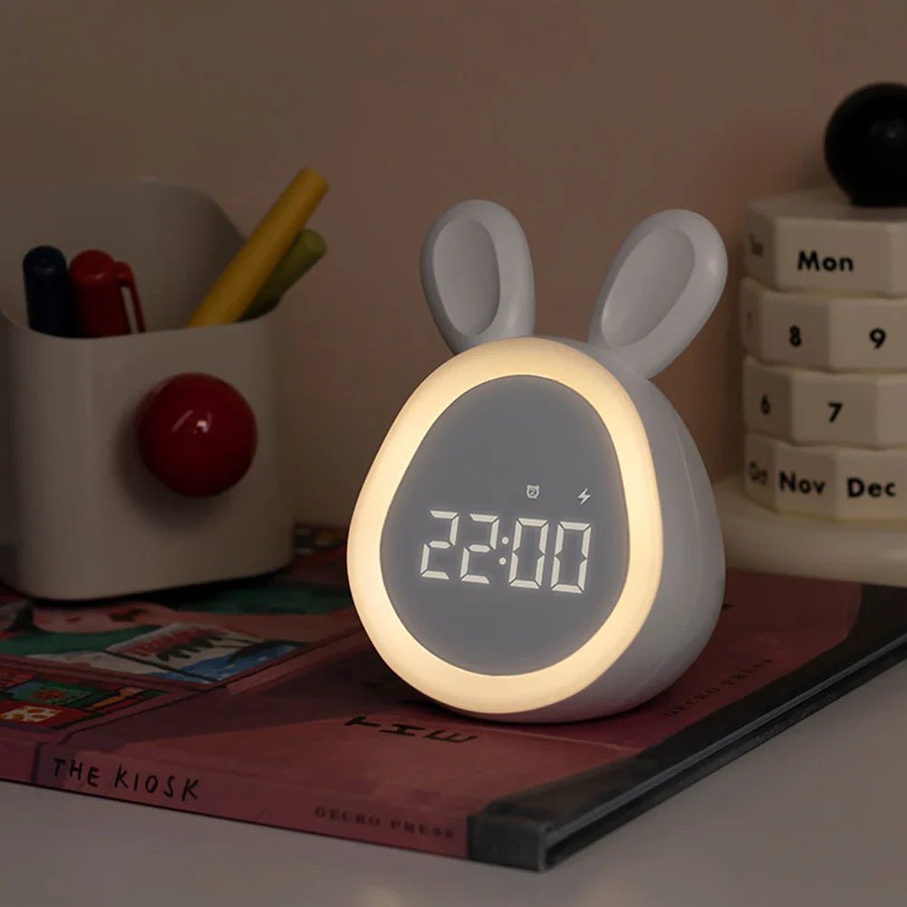 Kinderwecker Kaninchenform – LED Nachtlicht & Kinder Wecker