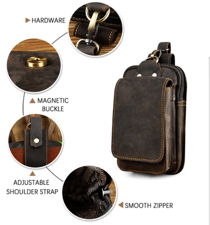 Herren-Gürteltasche Echtleder – Crossbody Robustes Design