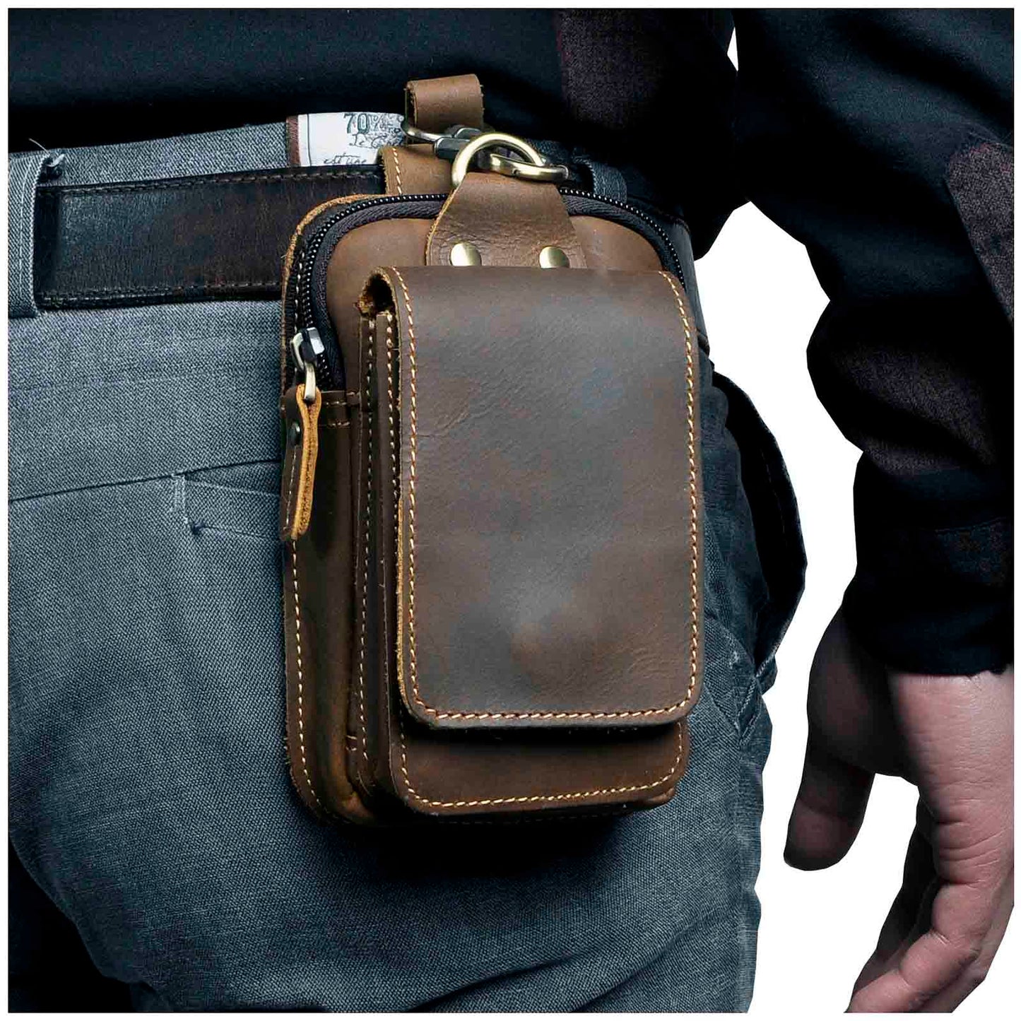 Herren-Gürteltasche Echtleder – Crossbody Robustes Design
