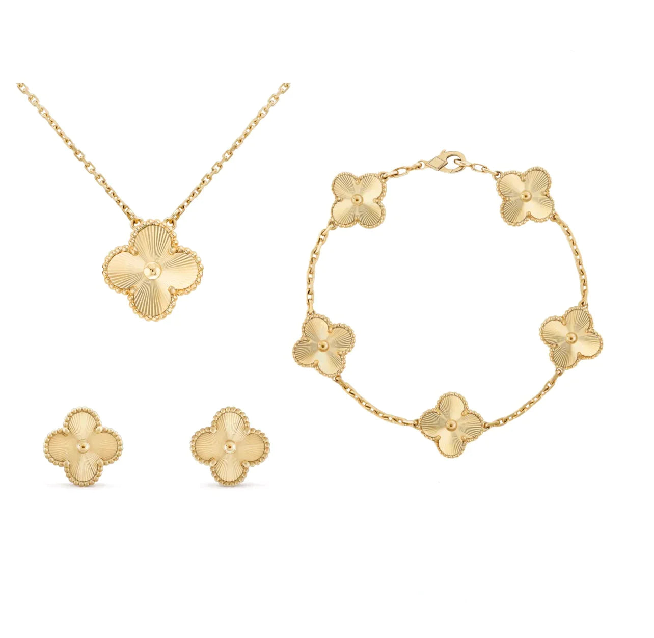 Kleeblatt Damen Schmuckset – Kristall Vergoldet & Mehrlagig