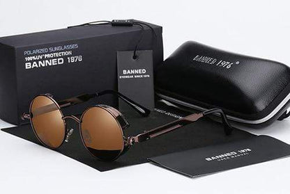 Steampunk Sonnenbrille Rund Retro – Polarisiert & UV400 Herren